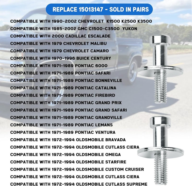 UNIGT Door Lock Striker 38428 Compatible with 1985-2002 Chevrolet K1500 K2500 K3500 GMC C1500 C2500 C3500 Yukon Truck Door Latch Bolt Pin Replace 15013147 - Sold in Pairs - Image 3
